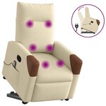 vidaXL Fauteuil inclinable de massage Crème Tissu