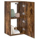 vidaXL Meuble TV mural avec lumières LED chêne fumé 40 5x35x80 cm