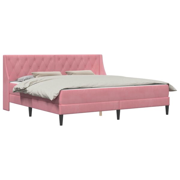 vidaXL Cadre de lit avec matelas Rose 200 x 200 cm Velours
