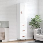 vidaXL Buffet haut Blanc brillant 34 5x34x180 cm Bois d'ingénierie