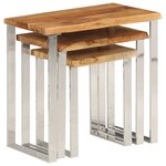 vidaXL Tables gigognes 3 Pièces avec bord vivant bois massif d'acacia