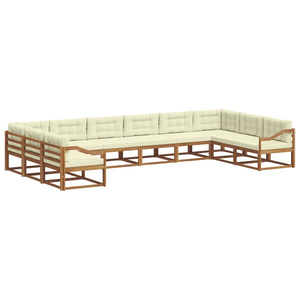 vidaXL Ensemble de canapés d'extérieur 10 pc Naturel et Crème