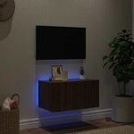 vidaXL Meuble TV mural avec lumières LED chêne marron 60x35x31 cm