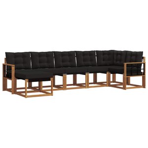 vidaXL Ensemble de canapés d'extérieur 7 pc Naturel et Noir