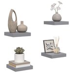 vidaXL Étagères murales flottantes 4 Pièces gris 23x23 5x3 8 cm MDF