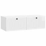 vidaXL Meuble TV mural Montage mural Blanc brillant 98 x 41 x 30 cm