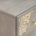 vidaXL Ensemble de mobilier de salle de bain Floral 3 Pièces Gris et or