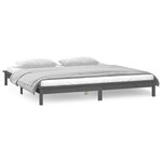 vidaXL Cadre de lit à LED sans matelas gris 200x200 cm bois massif