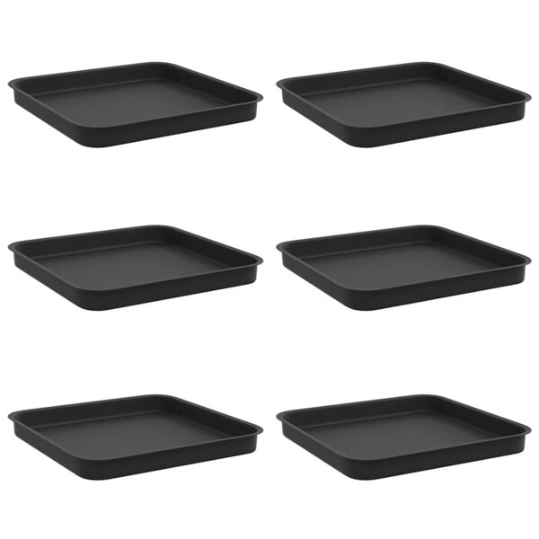 vidaXL Plateau carré à fleurs 6 pc Noir 25 5 x 25 5 x 2 5 cm Plastique