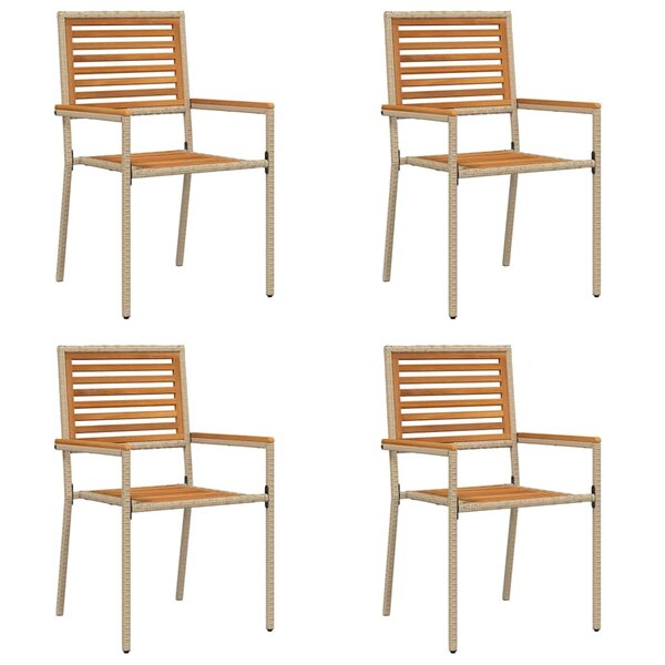vidaXL Chaises empilables de jardin 4 Pièces Marron et beige