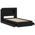 vidaXL Cadre de lit avec rangement Noir 75 x 190 cm Bois d'ingénierie