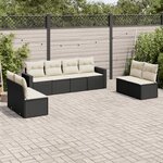 vidaXL Salon de jardin 8 Pièces avec coussins noir résine tressée