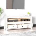 vidaXL Meuble TV Blanc 114x35x52 cm Bois de pin massif