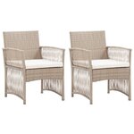 vidaXL Fauteuils de jardin avec coussins 2 Pièces Beige Résine tressée