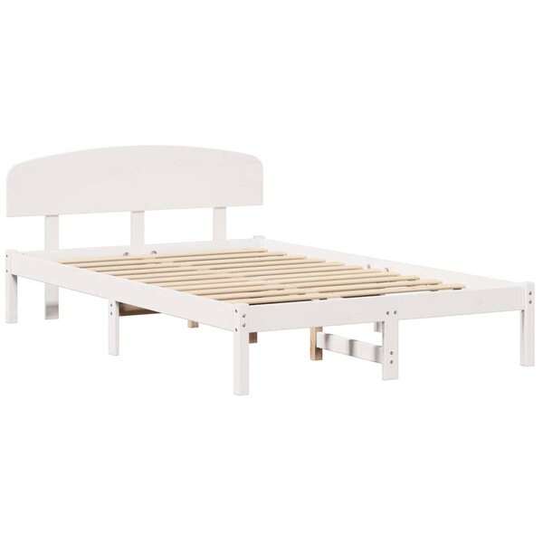 vidaXL Cadre de lit Blanc 135 x 190 cm Bois de pin massif