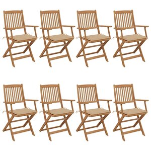 vidaXL Chaises pliables de jardin lot de 8 avec coussins Bois d'acacia