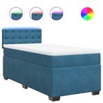 vidaXL Sommier à lattes de lit avec matelas bleu 90x190 cm velours