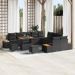 vidaXL Ensemble de canapé de jardin 13 Pièces Noir Poly rotin