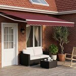vidaXL Store rétractable manuel avec LEDs Bourgogne et Blanc 4 5 × 3 m