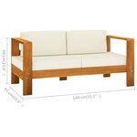 vidaXL Salon de jardin 9 Pièces avec coussins blanc crème bois d'acacia