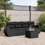 vidaXL Salon de jardin 5 Pièces avec coussins noir résine tressée