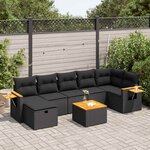 vidaXL Salon de jardin 8 Pièces avec coussins noir résine tressée
