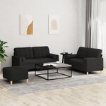 vidaXL Ensemble de canapés 3 Pièces avec coussins noir tissu