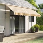 vidaXL Tissu de remplacement de cantonnière d’auvent rayure jaune gris
