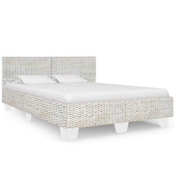 vidaXL Cadre de lit Gris Rotin naturel 160 x 200 cm