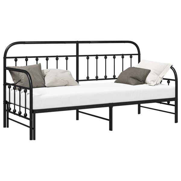 vidaXL Cadre de lit de jour Noir 80 x 200 cm Acier enduit de poudre