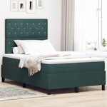 Lit à ressorts vidaXL avec matelas et LED Vert Foncé 120x200 cm Velours