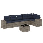 vidaXL Salon de jardin 7 Pièces avec coussins gris résine tressée