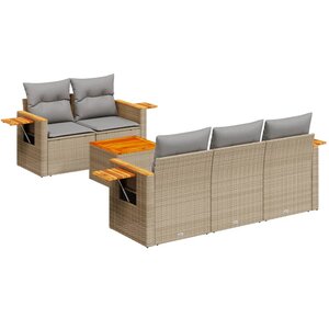 vidaXL Salon de jardin avec coussins 6 Pièces beige résine tressée