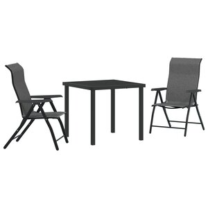 vidaXL Ensemble repas de jardin 3 pièces en rattan poly gris