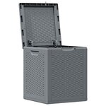 vidaXL Boîte de rangement de jardin gris PP rotin 90 L