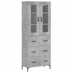 vidaXL Buffet haut Gris béton 69 5x34x180 cm Bois d'ingénierie