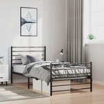 vidaXL Cadre de lit métal sans matelas et pied de lit noir 100x200 cm