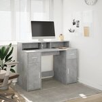 vidaXL Bureau et lumières LED gris béton 120x55x91cm bois d'ingénierie