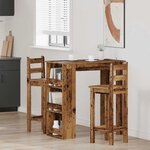 vidaXL Table de bar et étagère de rangement vieux bois 102x50x103 5 cm