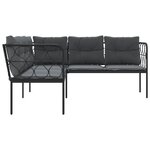 vidaXL Canapé de jardin avec coussins forme de L noir acier textilène
