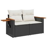 vidaXL Salon de jardin avec coussins 9 Pièces noir résine tressée acacia