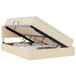 vidaXL Lit de rangement LED avec matelas Crème 140 x 200 cm Tissu