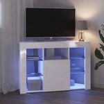vidaXL Meuble TV LED d'Angle Blanc brillant 104 x 40 x 68 cm