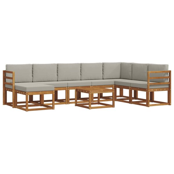 vidaXL Ensemble de canapés d'extérieur 9 pc Gris Naturel et Clair