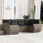 vidaXL Salon de jardin 6 Pièces avec coussins gris résine tressée