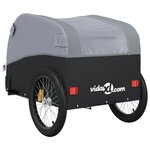 vidaXL Remorque de vélo noir et gris 45 kg fer