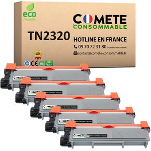 TN2320 - 5 Toners Compatibles avec Brother TN2320 - COMETE