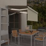 vidaXL Auvent manuel rétractable avec store et LED 3x2 5 m Crème