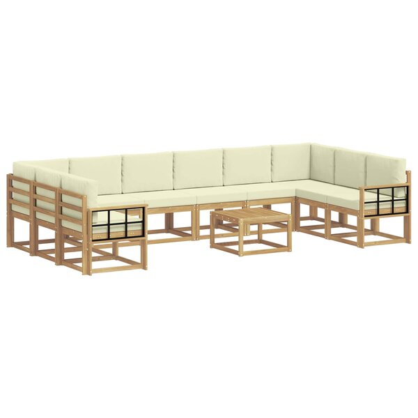 vidaXL Ensemble de canapés d'extérieur 11 Pièces Blanc et crème