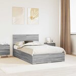 vidaXL Cadre de lit Gris Sonoma 120 x 200 cm Bois d'ingénierie
